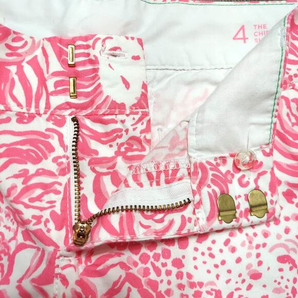 Lilly Pulitzer The Chipper Short Women's Pink Abstract Chino Bermuda Shorts - Picture 3 of 8